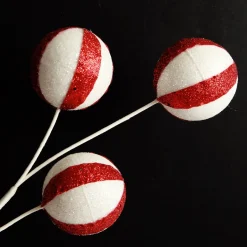 Glitter Candy Cane Ball Pick Cheap