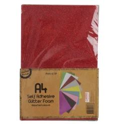 Glitter Foam Self Adhesive Mixed Colours A4 Sheets - Pack of 10 New
