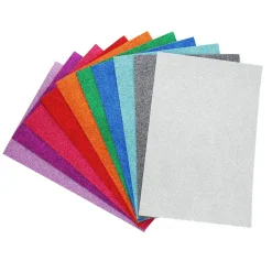 Glitter Foam Self Adhesive Mixed Colours A4 Sheets - Pack of 10 New