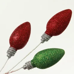 Glitter Light Bulb Christmas Tree Pick Cheap