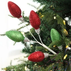 Glitter Light Bulb Christmas Tree Pick Cheap