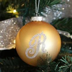 Gold Bling Monogram Christmas Bauble Discount
