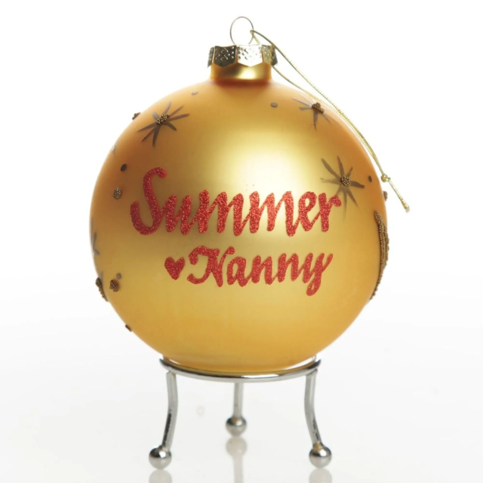 Gold Christmas Bear with Cart Bauble Cheap