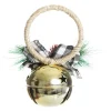 Gold Christmas Bell Door Hanger with Black Buffalo Check Bow Flash Sale