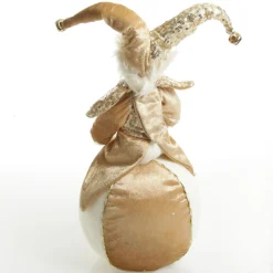 Gold Elf on Bauble Christmas Ornament New