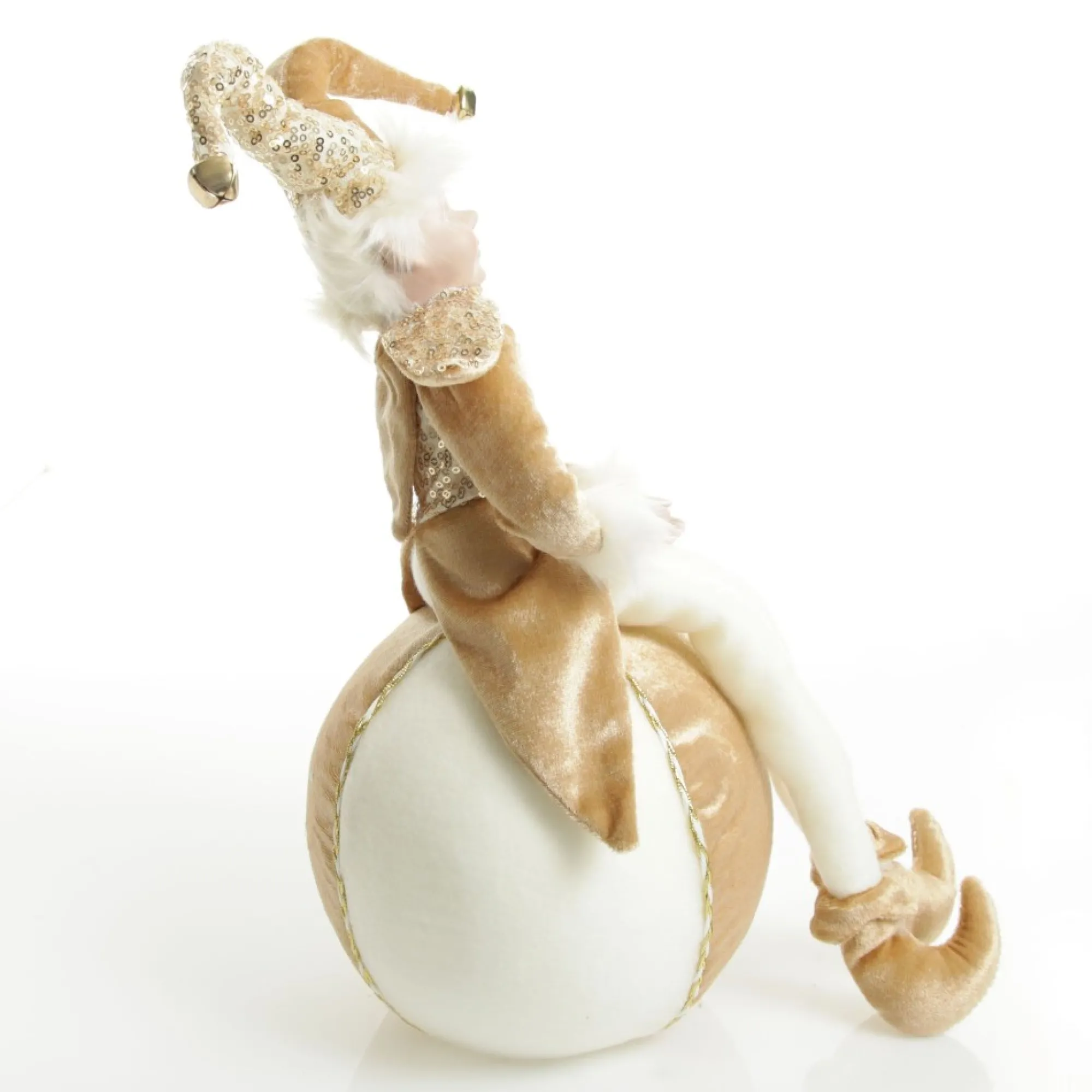 Gold Elf on Bauble Christmas Ornament New