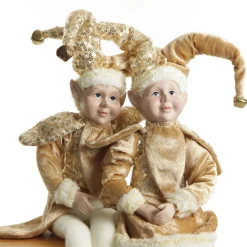 Gold Elf Sitting Christmas Ornament Shop