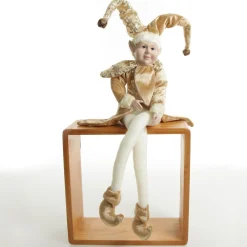 Gold Elf Sitting Christmas Ornament Shop