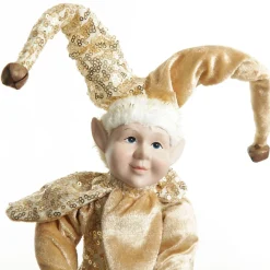 Gold Elf Sitting Christmas Ornament Shop