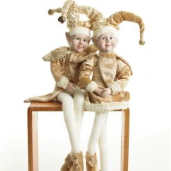 Gold Elf Sitting Christmas Ornament Shop