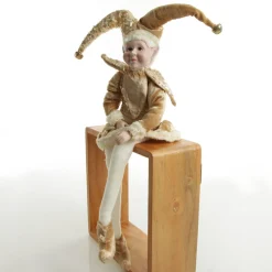 Gold Elf Sitting Christmas Ornament Shop