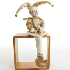 Gold Elf Sitting Christmas Ornament Shop