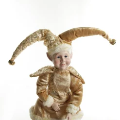 Gold Elf Sitting Christmas Ornament Shop