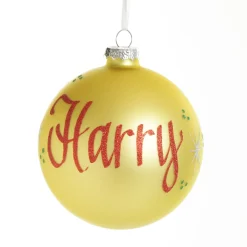 Gold Glass Personalised Christmas Bauble Online
