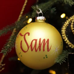 Gold Glass Personalised Christmas Bauble Online