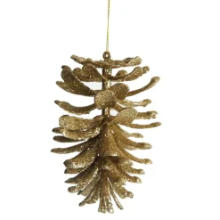 Gold Glitter Faux Hanging Pinecone New