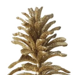 Gold Glitter Faux Hanging Pinecone New