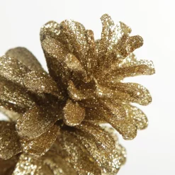 Gold Glitter Faux Hanging Pinecone New