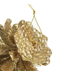 Gold Glitter Faux Hanging Pinecone New