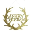 Gold Hanging Merry Christmas Sign with Antlers Cheap