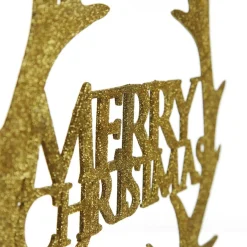 Gold Hanging Merry Christmas Sign with Antlers Cheap