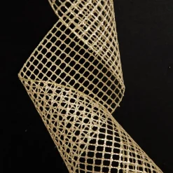 Gold Mesh Wired Christmas Ribbon Garland Clearance