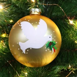 Gold Peace Doves Christmas Bauble Discount