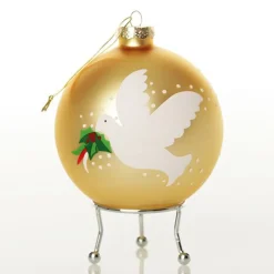 Gold Peace Doves Christmas Bauble Discount