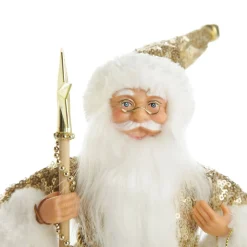 Gold Sequin Santa Ornament New