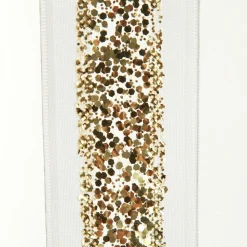 Gold Sequin Wired Christmas Ribbon Flash Sale