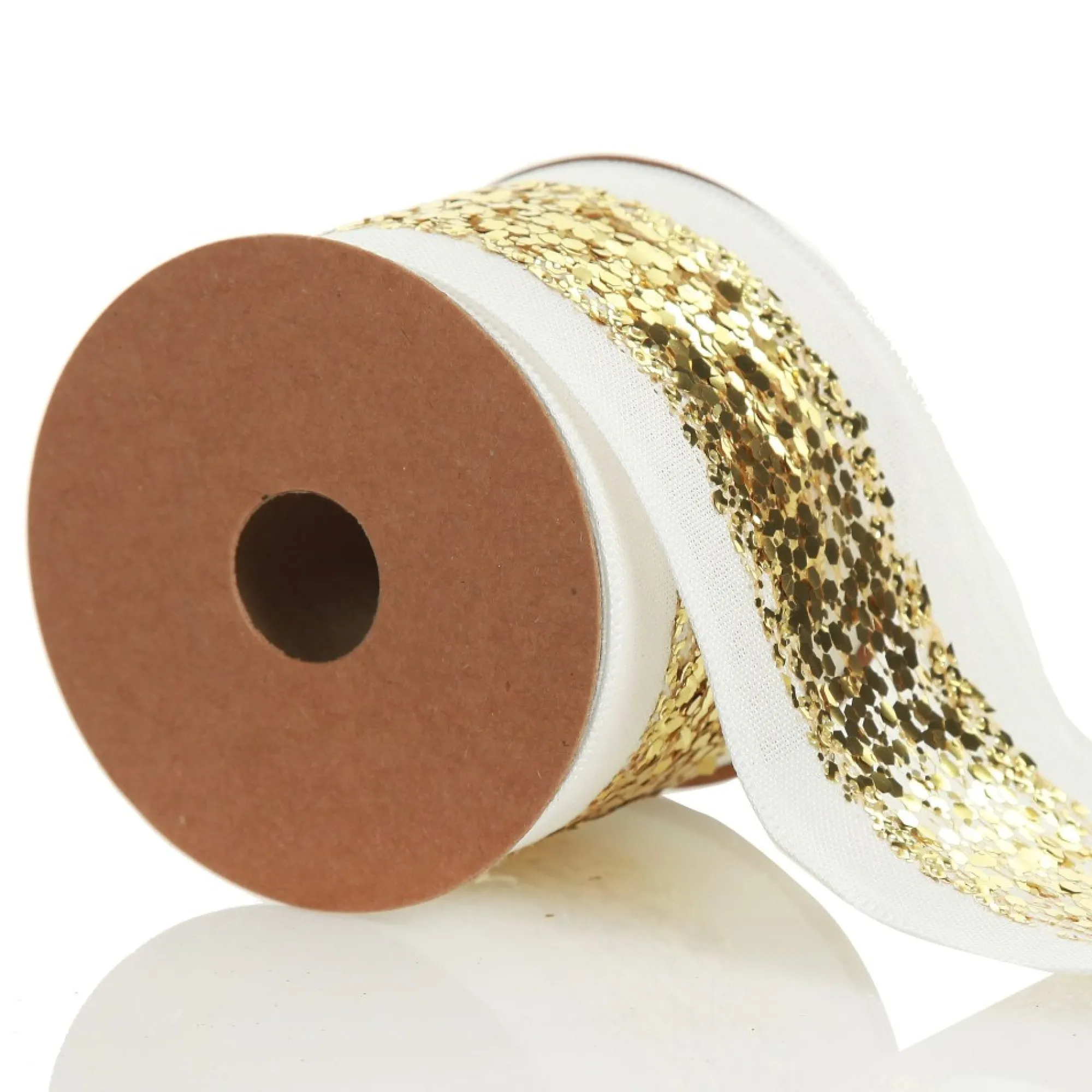Gold Sequin Wired Christmas Ribbon Flash Sale