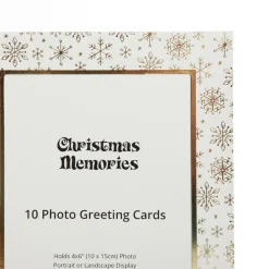 Gold Snowflakes Christmas Photo Greeting Card 10 Pack Flash Sale