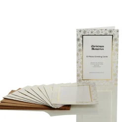 Gold Snowflakes Christmas Photo Greeting Card 10 Pack Flash Sale