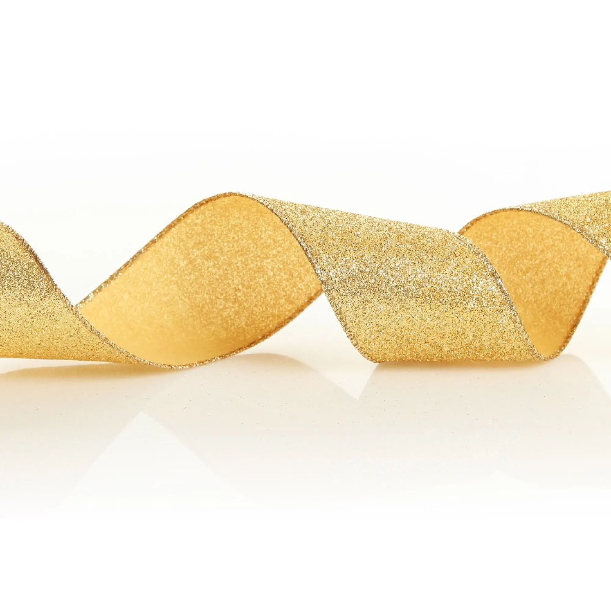 Gold Sparkle Glitter Ribbon Wired Edge - 6.3cm Best