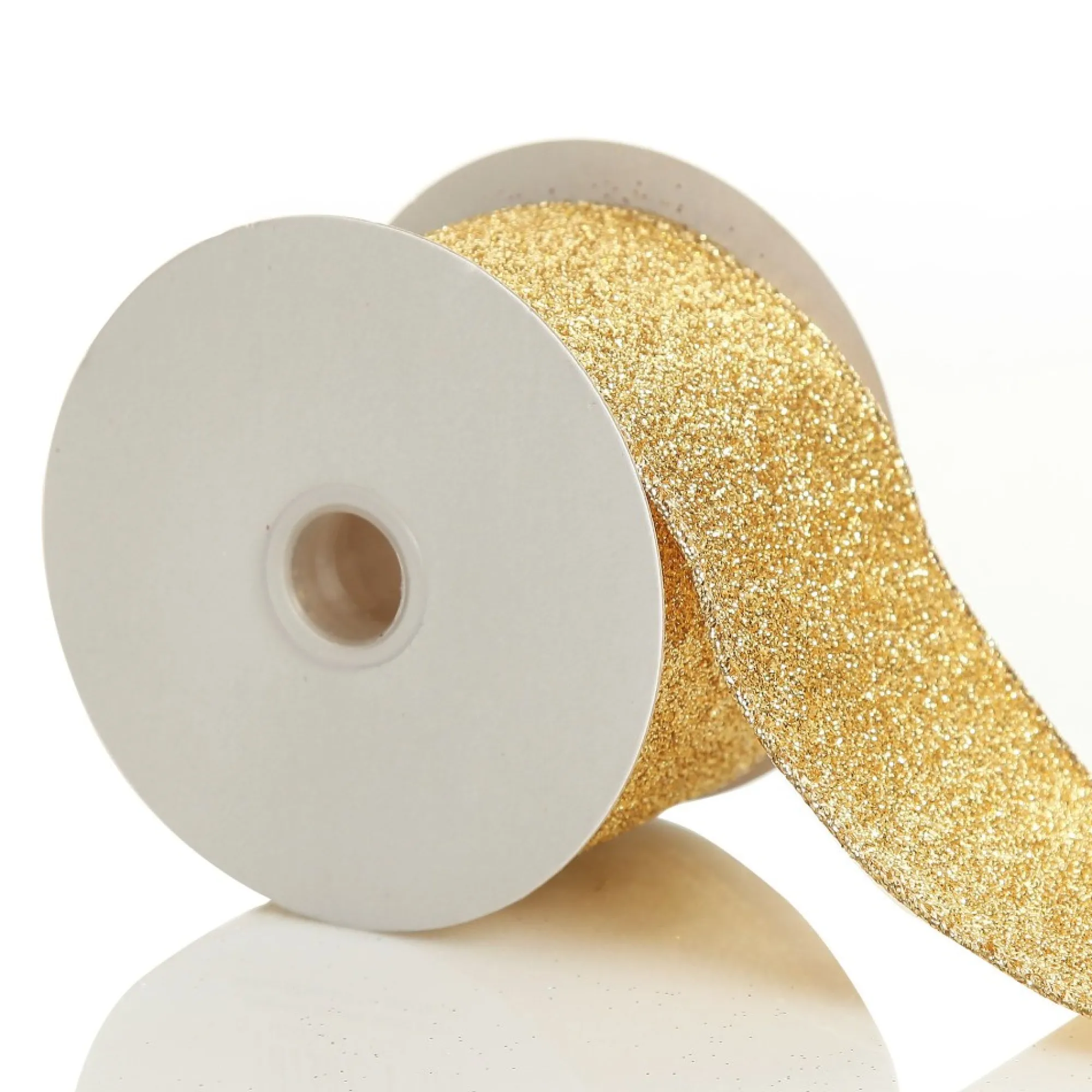 Gold Sparkle Glitter Ribbon Wired Edge - 6.3cm Best