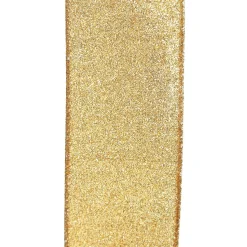 Gold Sparkle Glitter Ribbon Wired Edge - 6.3cm Best