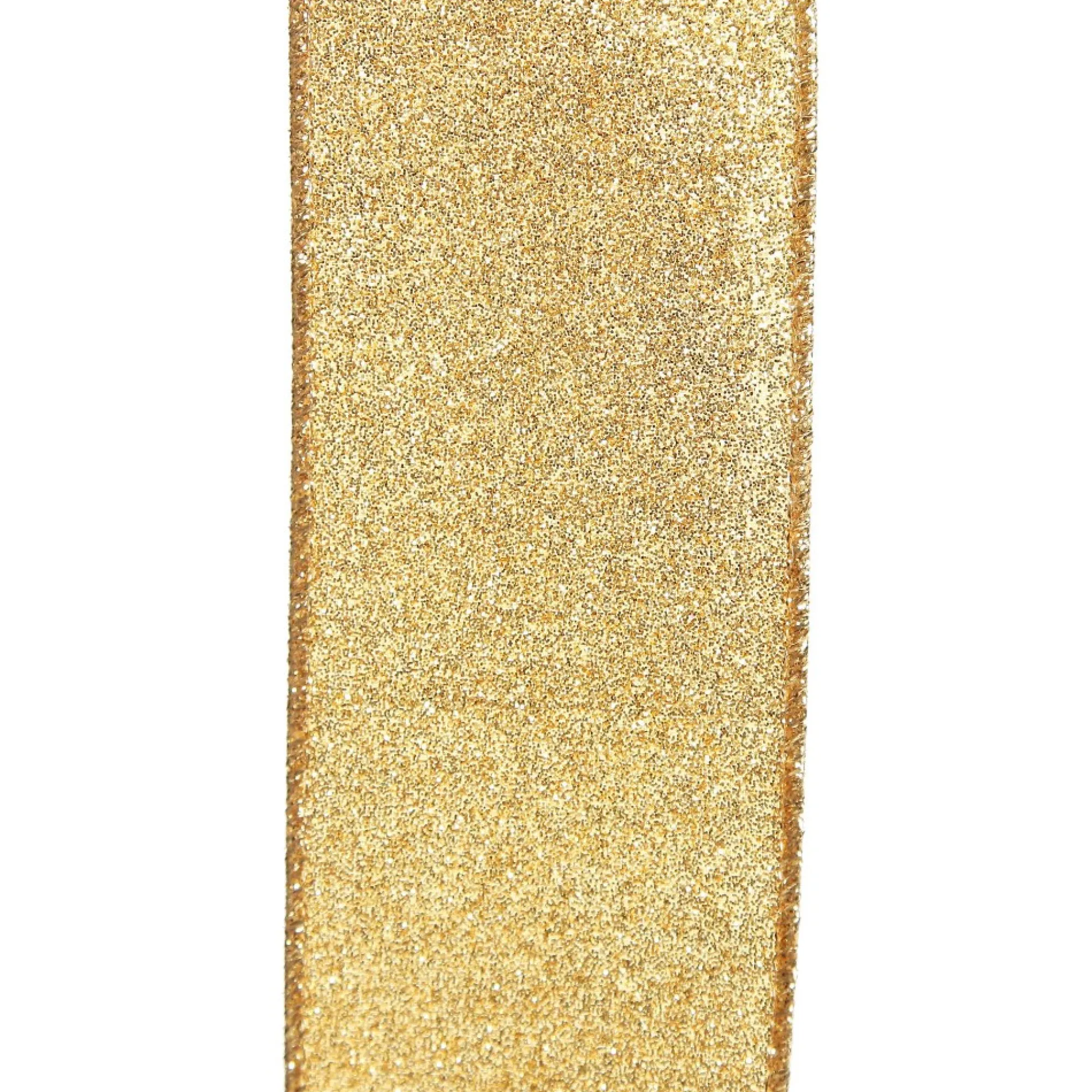 Gold Sparkle Glitter Ribbon Wired Edge - 6.3cm Best