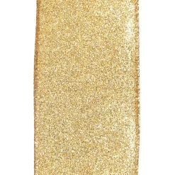 Gold Sparkle Glitter Ribbon Wired Edge - 6.3cm Best