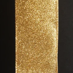 Gold Sparkle Glitter Ribbon Wired Edge - 6.3cm Best
