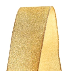 Gold Sparkle Glitter Ribbon Wired Edge - 6.3cm Best