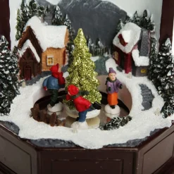 Grandfather Clock Lightup Ornament with Ice Skaters Best Sale