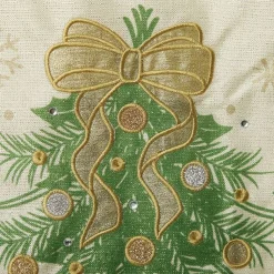 Green and Gold Mistletoe Christmas Tree Skirt Online