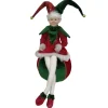 Green and Red Elf on Bauble Christmas Ornament New