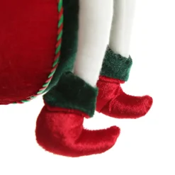 Green and Red Elf on Bauble Christmas Ornament New