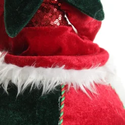 Green and Red Elf on Bauble Christmas Ornament New