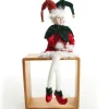 Green and Red Elf Sitting Christmas Ornament Discount