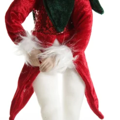 Green and Red Elf Sitting Christmas Ornament Discount