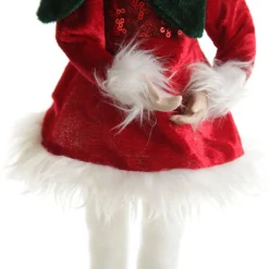 Green and Red Elf Sitting Christmas Ornament Discount