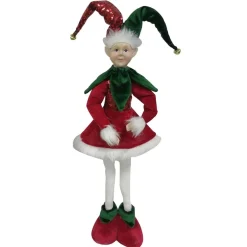 Green and Red Elf Standing Christmas Ornament Outlet