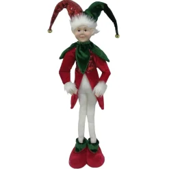 Green and Red Elf Standing Christmas Ornament Outlet